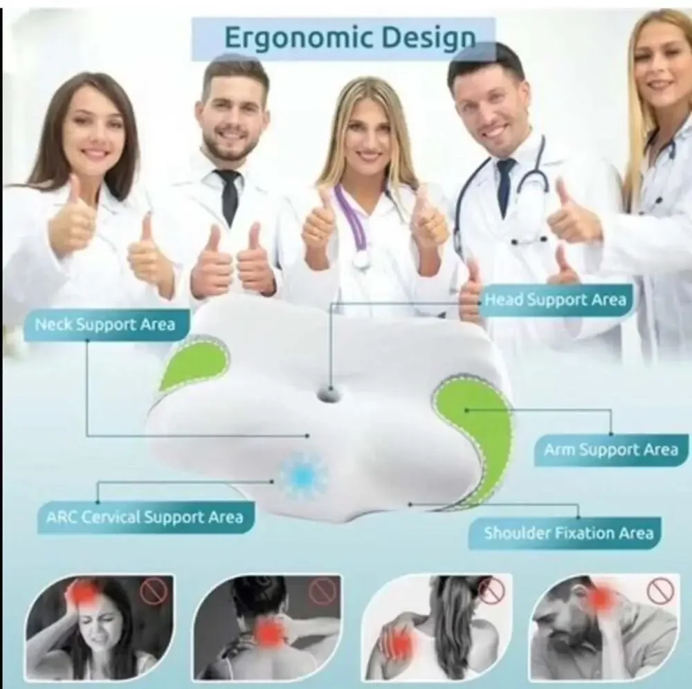 Ergonomic Cervical Memory Foam Neck Pillow for Pain Relief with Cooling Support